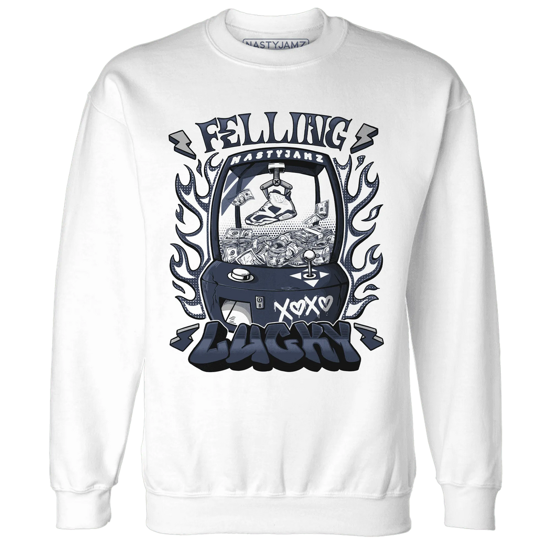 White-Navy-6s-Sweatshirt-Match-Feeling-Lucky