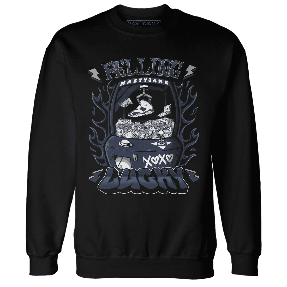 White-Navy-6s-Sweatshirt-Match-Feeling-Lucky