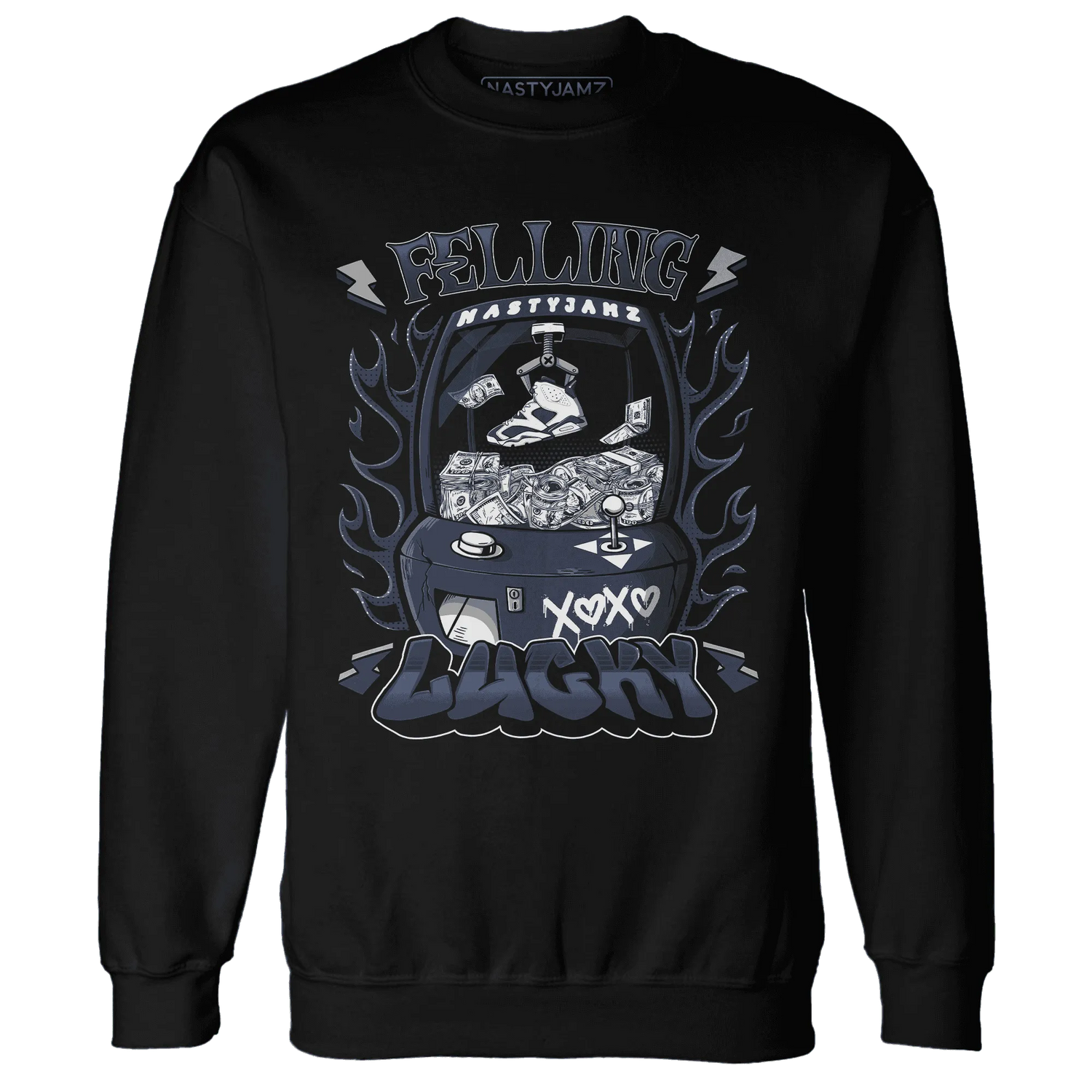 White-Navy-6s-Sweatshirt-Match-Feeling-Lucky