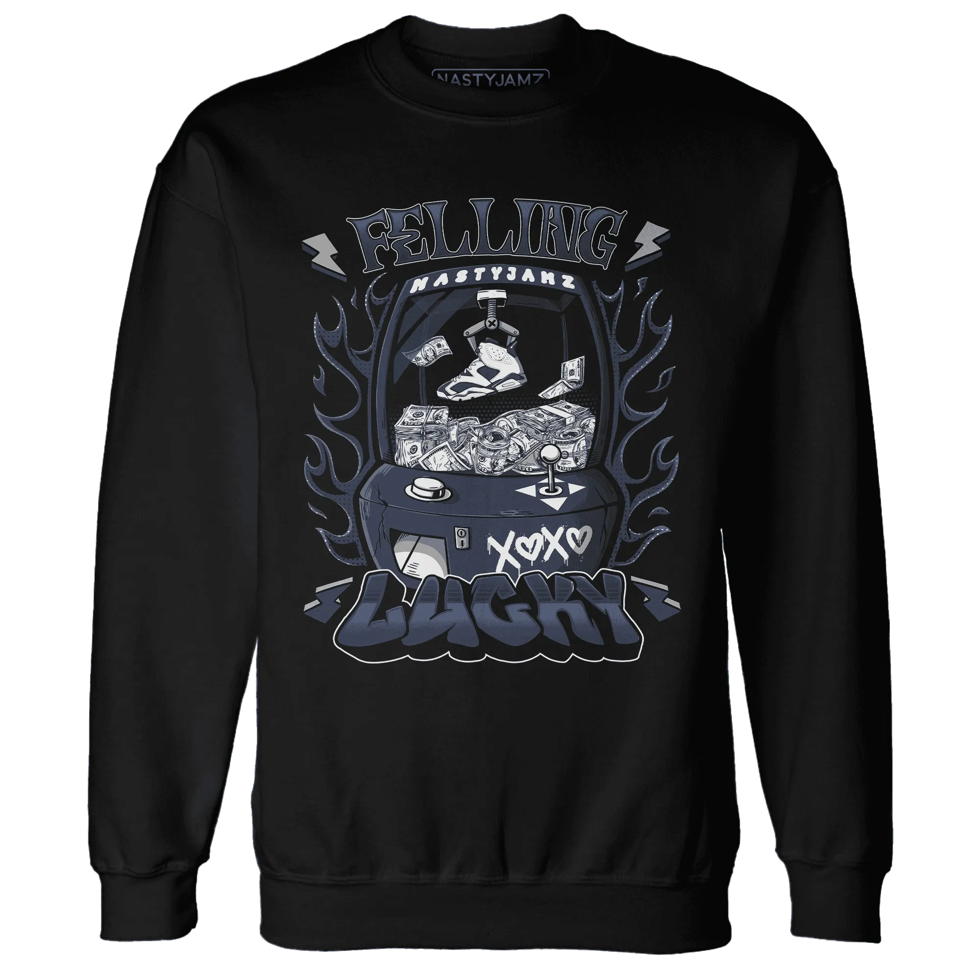 White-Navy-6s-Sweatshirt-Match-Feeling-Lucky