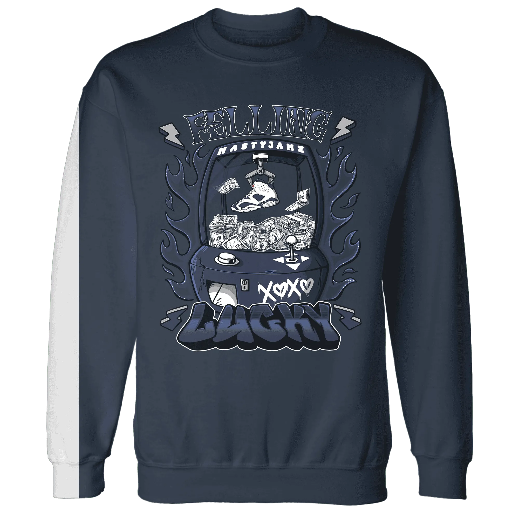 White-Navy-6s-Sweatshirt-Match-Feeling-Lucky
