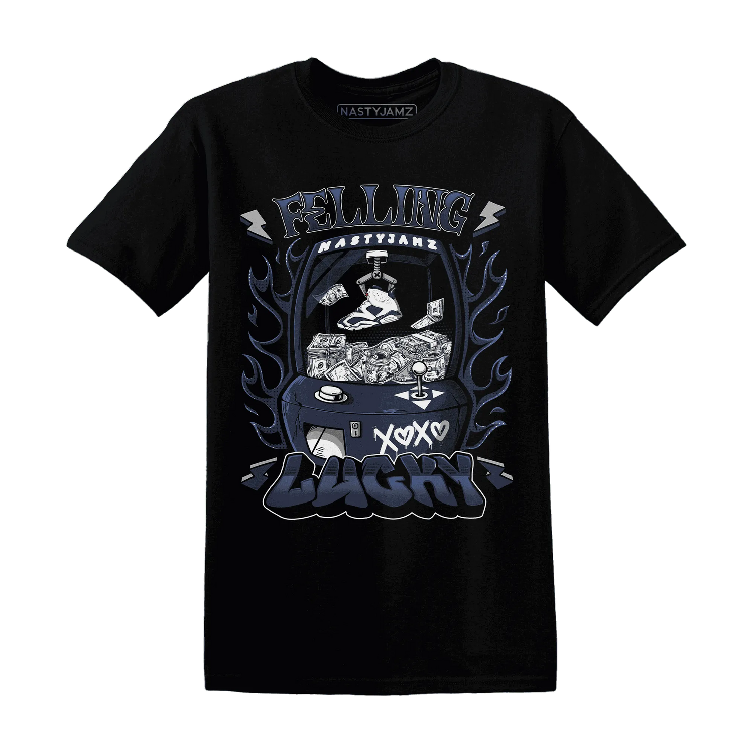 White-Navy-6s-T-Shirt-Match-Feeling-Lucky