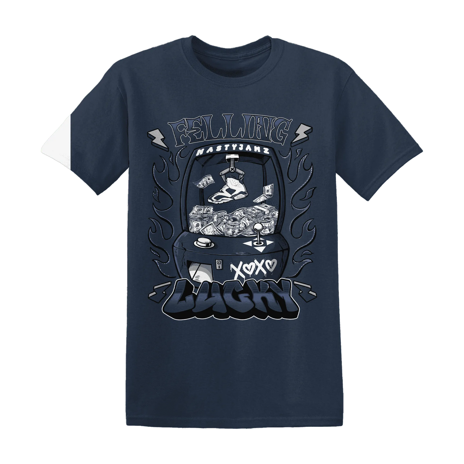 White-Navy-6s-T-Shirt-Match-Feeling-Lucky