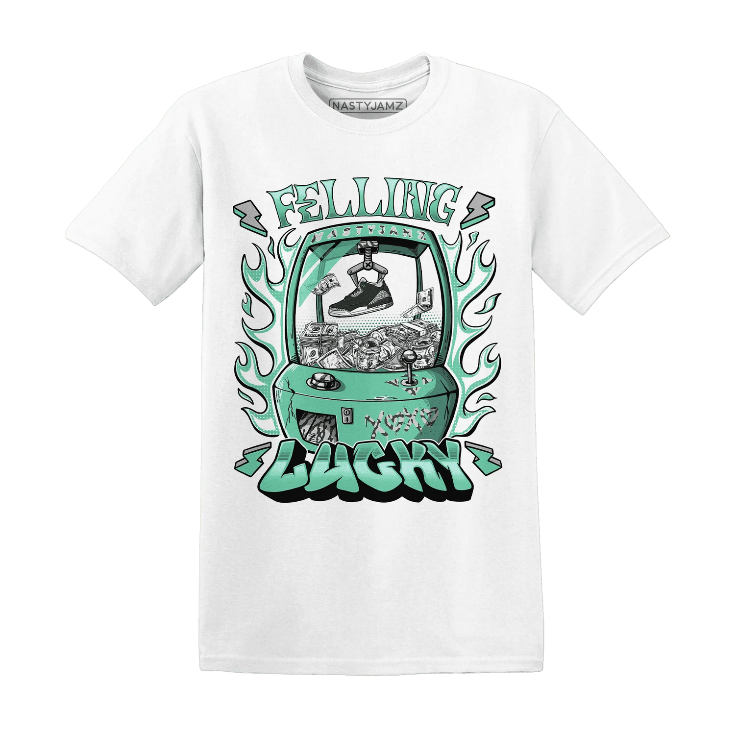 Green-Glow-3s-T-Shirt-Match-Feeling-Lucky