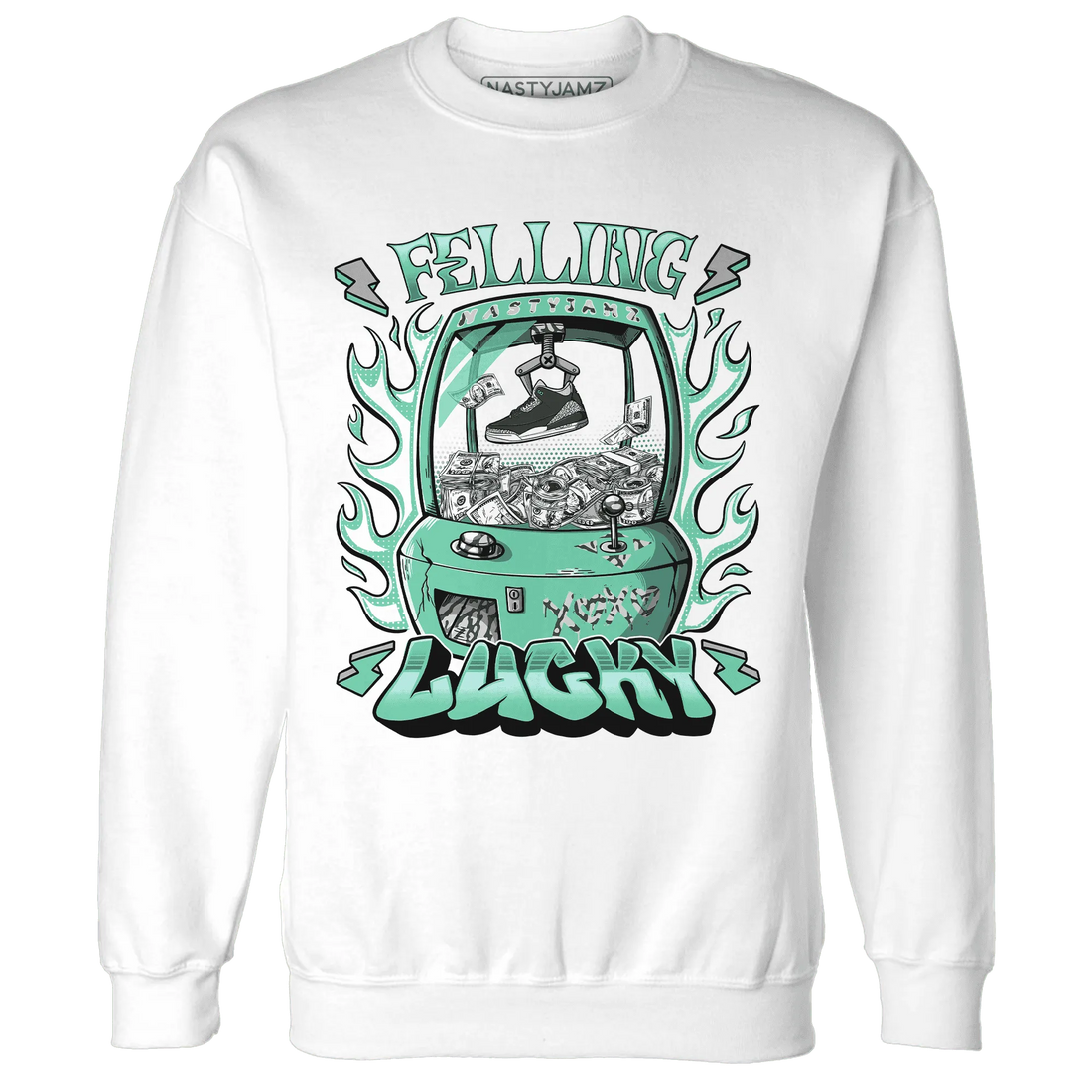 Green-Glow-3s-Sweatshirt-Match-Feeling-Lucky