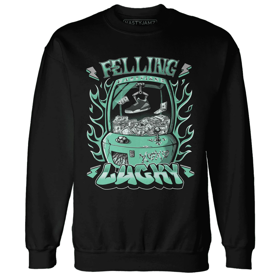Green-Glow-3s-Sweatshirt-Match-Feeling-Lucky