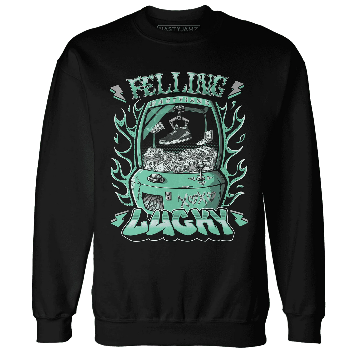 Green-Glow-3s-Sweatshirt-Match-Feeling-Lucky