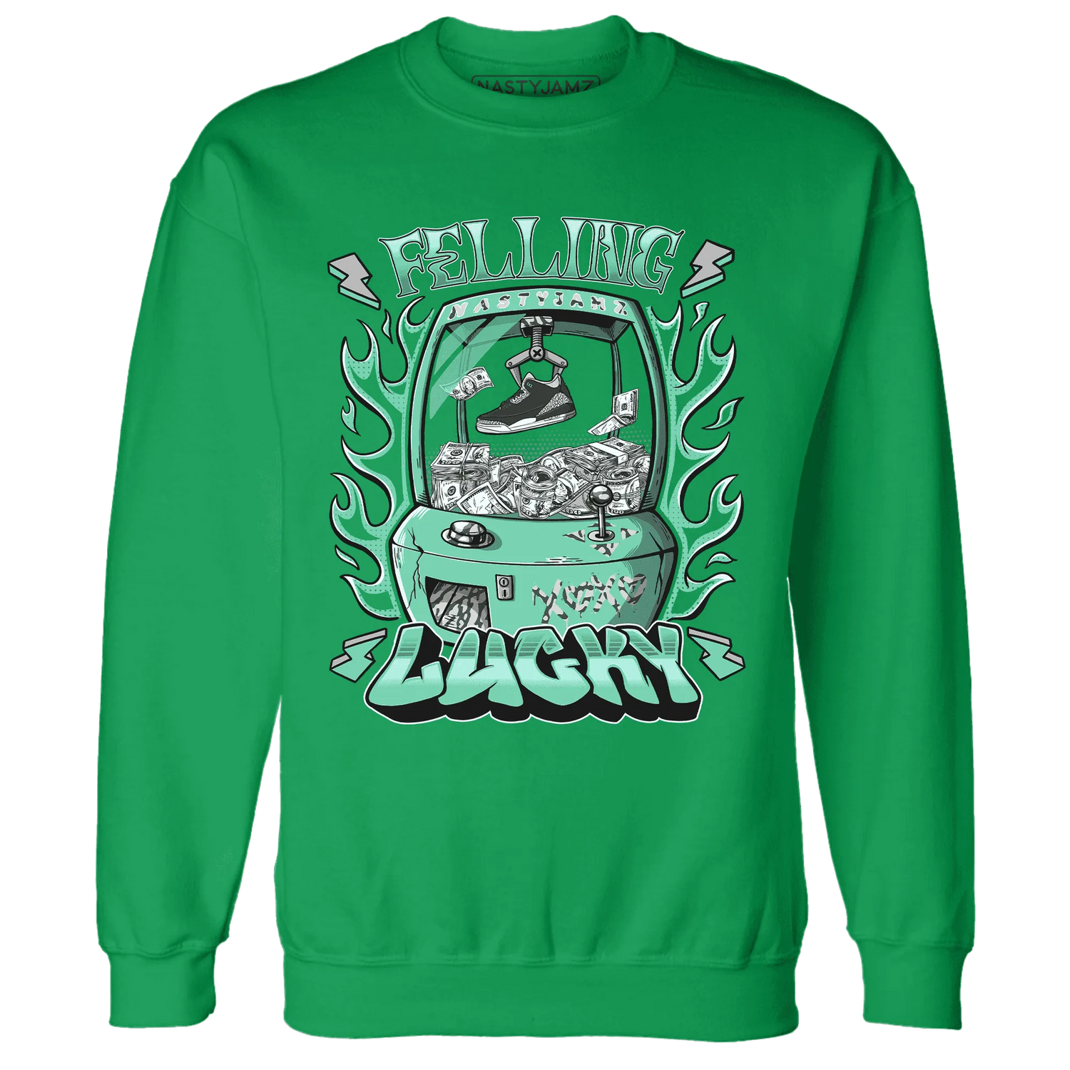 Green-Glow-3s-Sweatshirt-Match-Feeling-Lucky