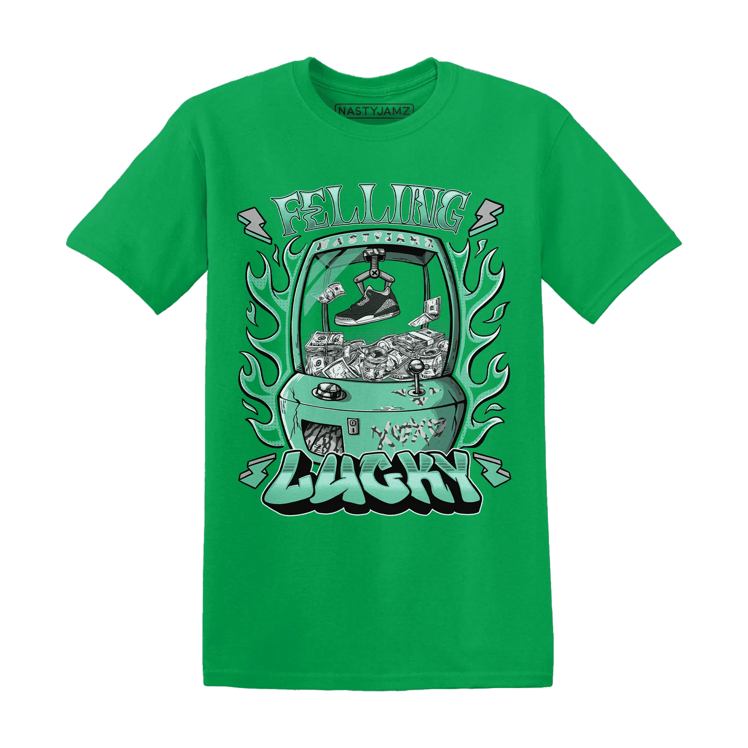 Green-Glow-3s-T-Shirt-Match-Feeling-Lucky
