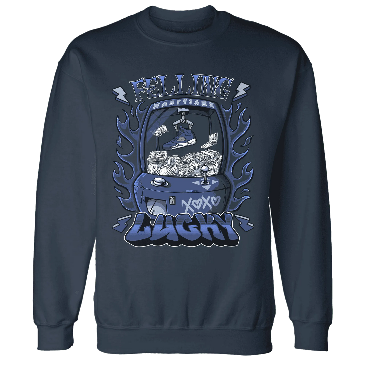 Midnight-Navy-5s-Sweatshirt-Match-Feeling-Lucky