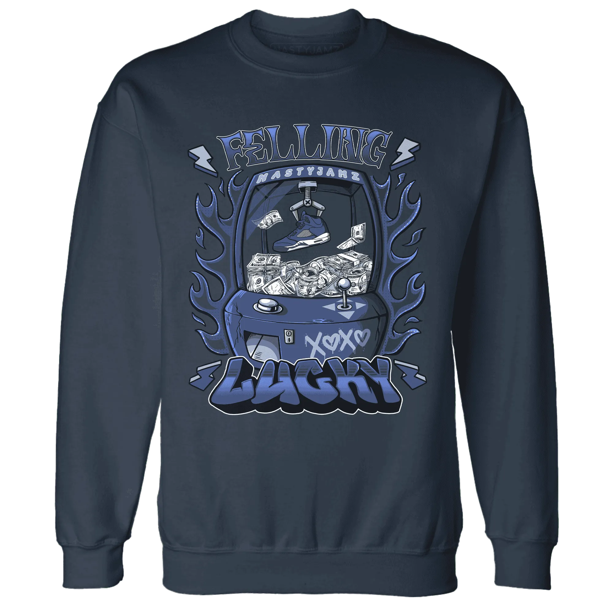 Midnight-Navy-5s-Sweatshirt-Match-Feeling-Lucky