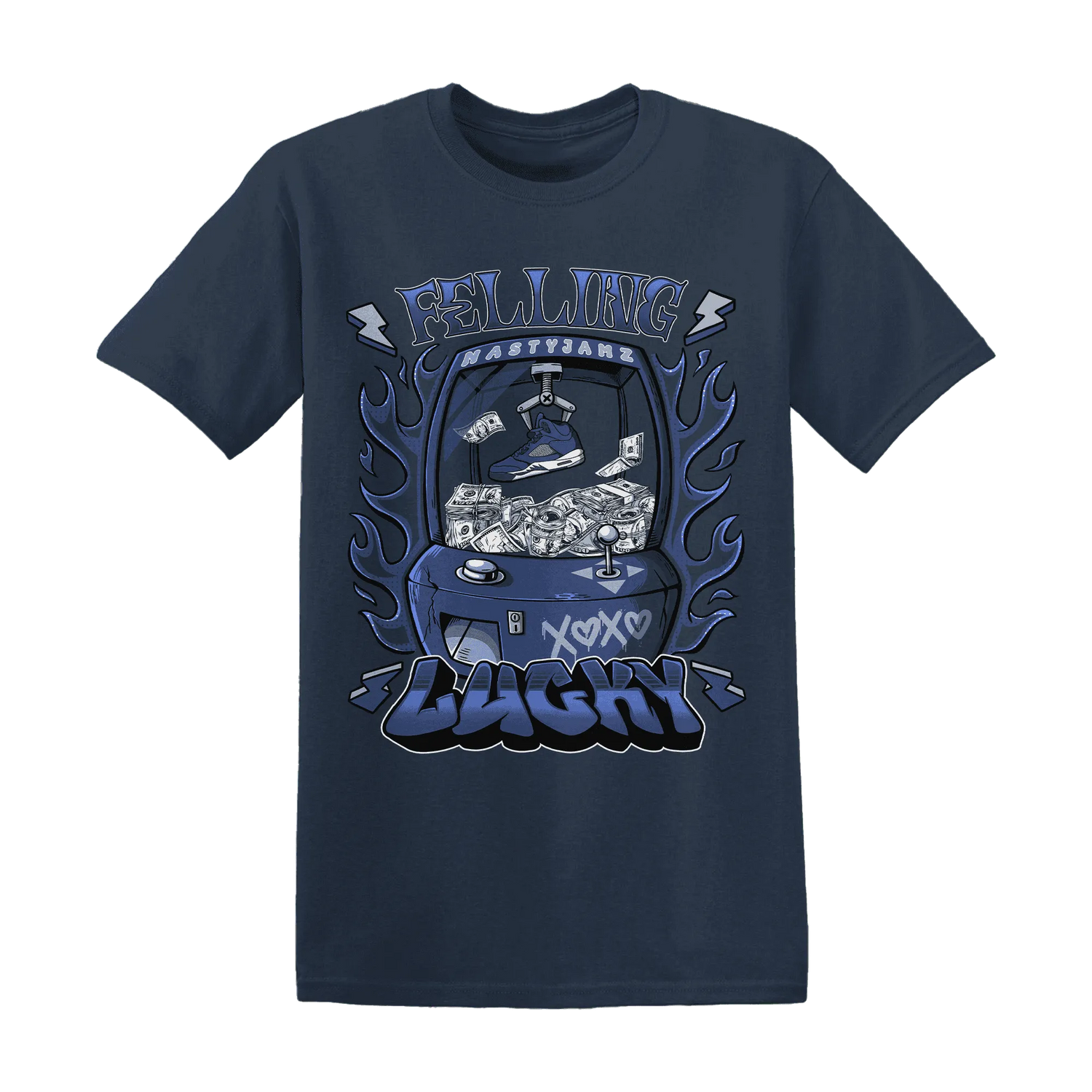 Midnight-Navy-5s-T-Shirt-Match-Feeling-Lucky