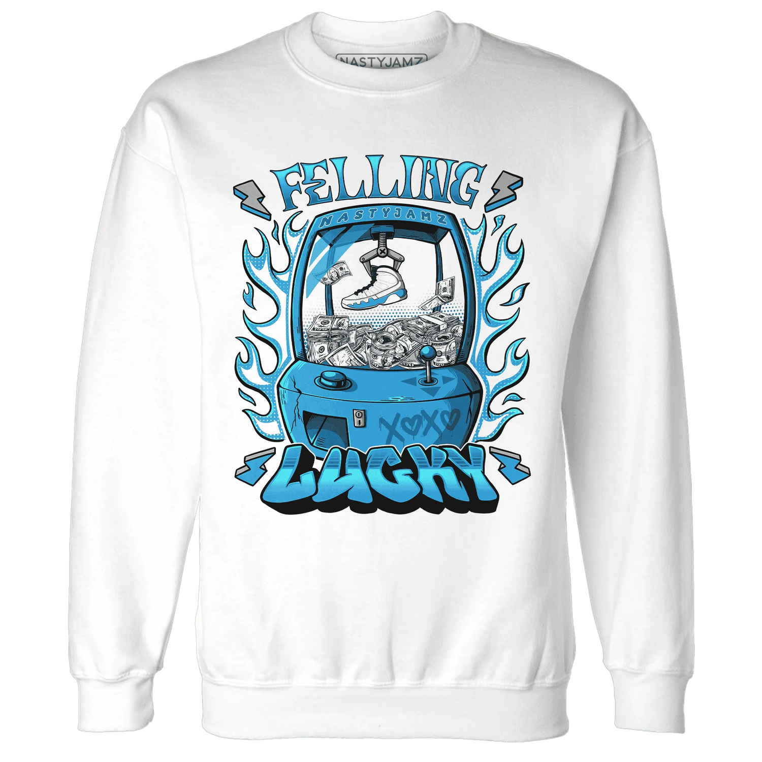 Powder-Blue-9s-Sweatshirt-Match-Feeling-Lucky