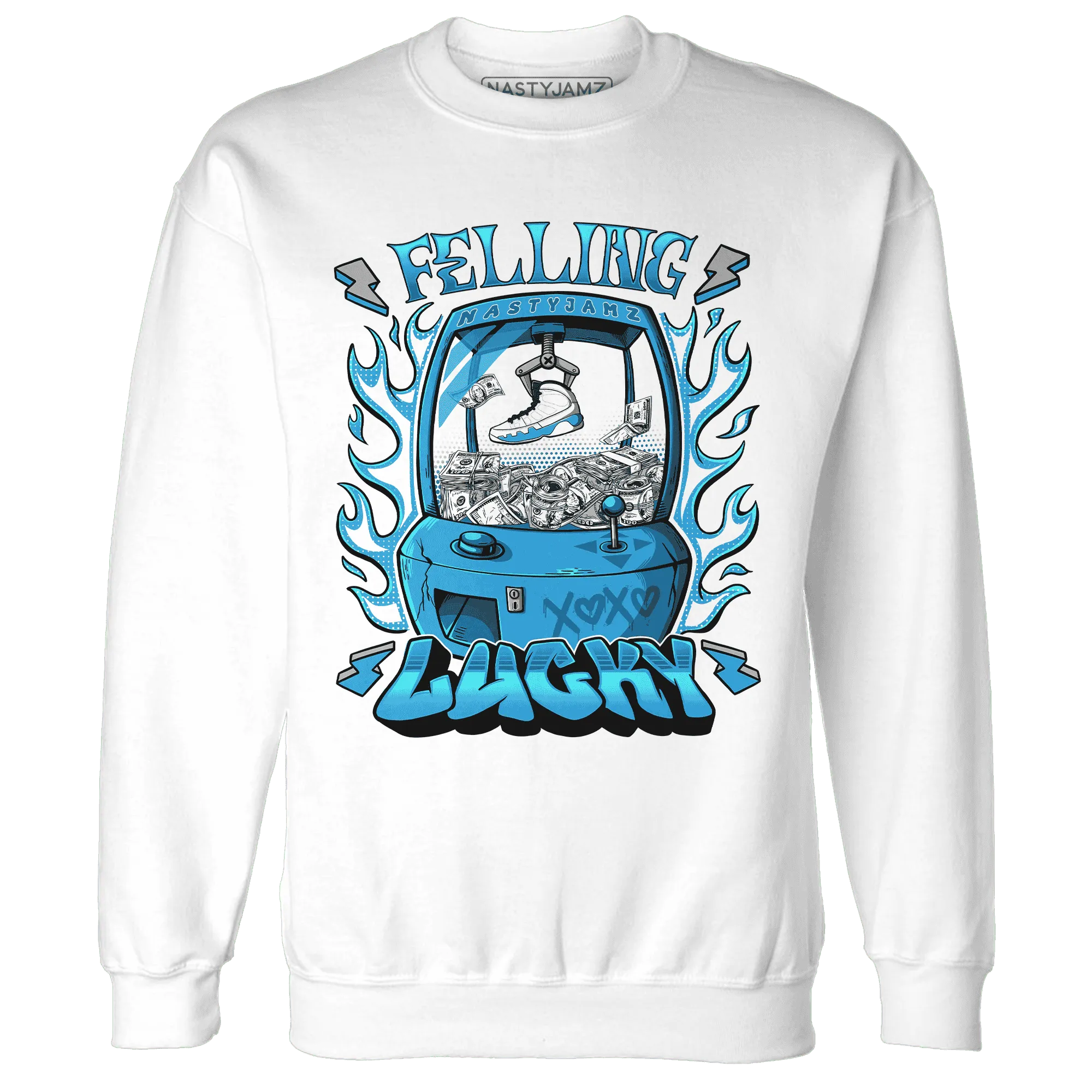 Powder-Blue-9s-Sweatshirt-Match-Feeling-Lucky