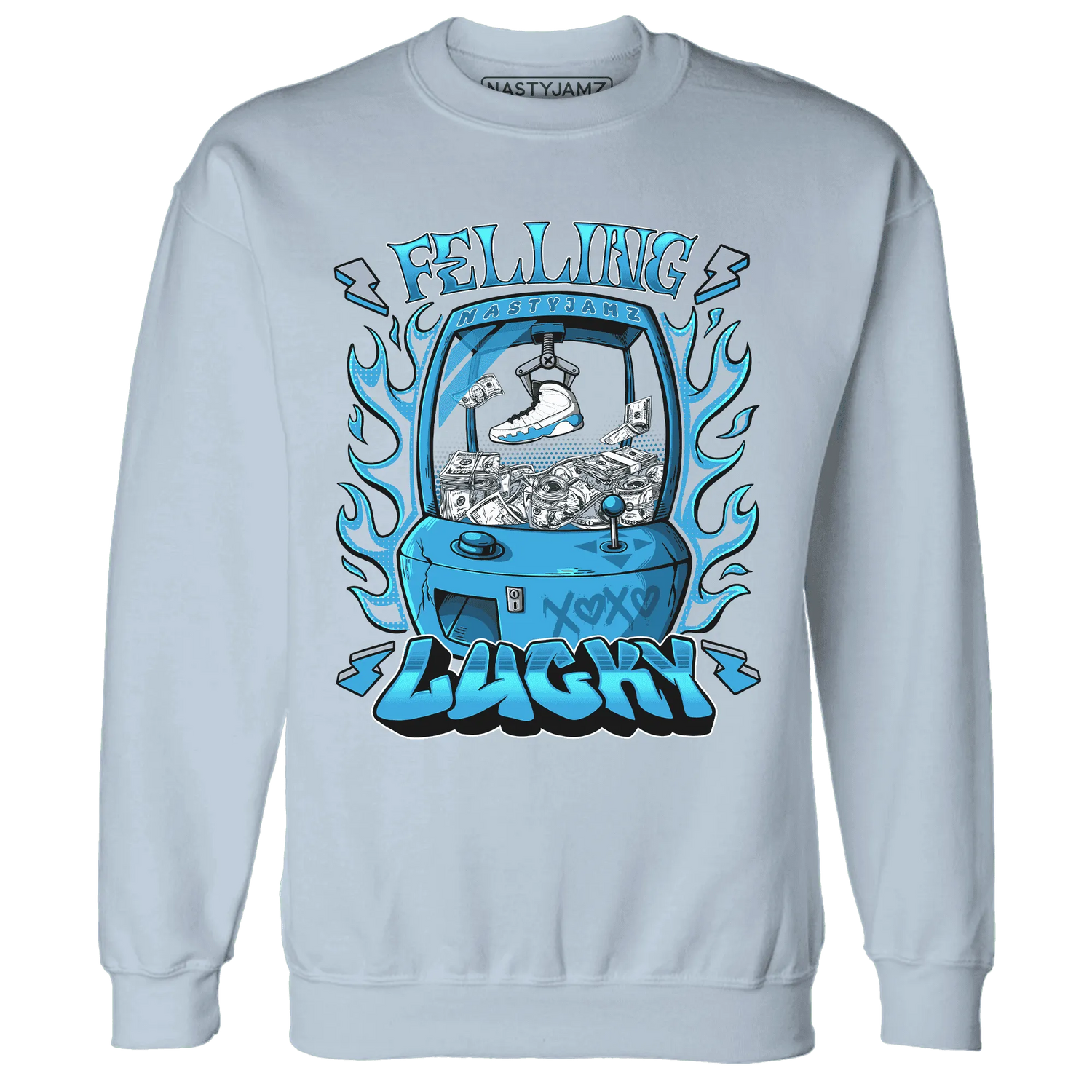 Powder-Blue-9s-Sweatshirt-Match-Feeling-Lucky