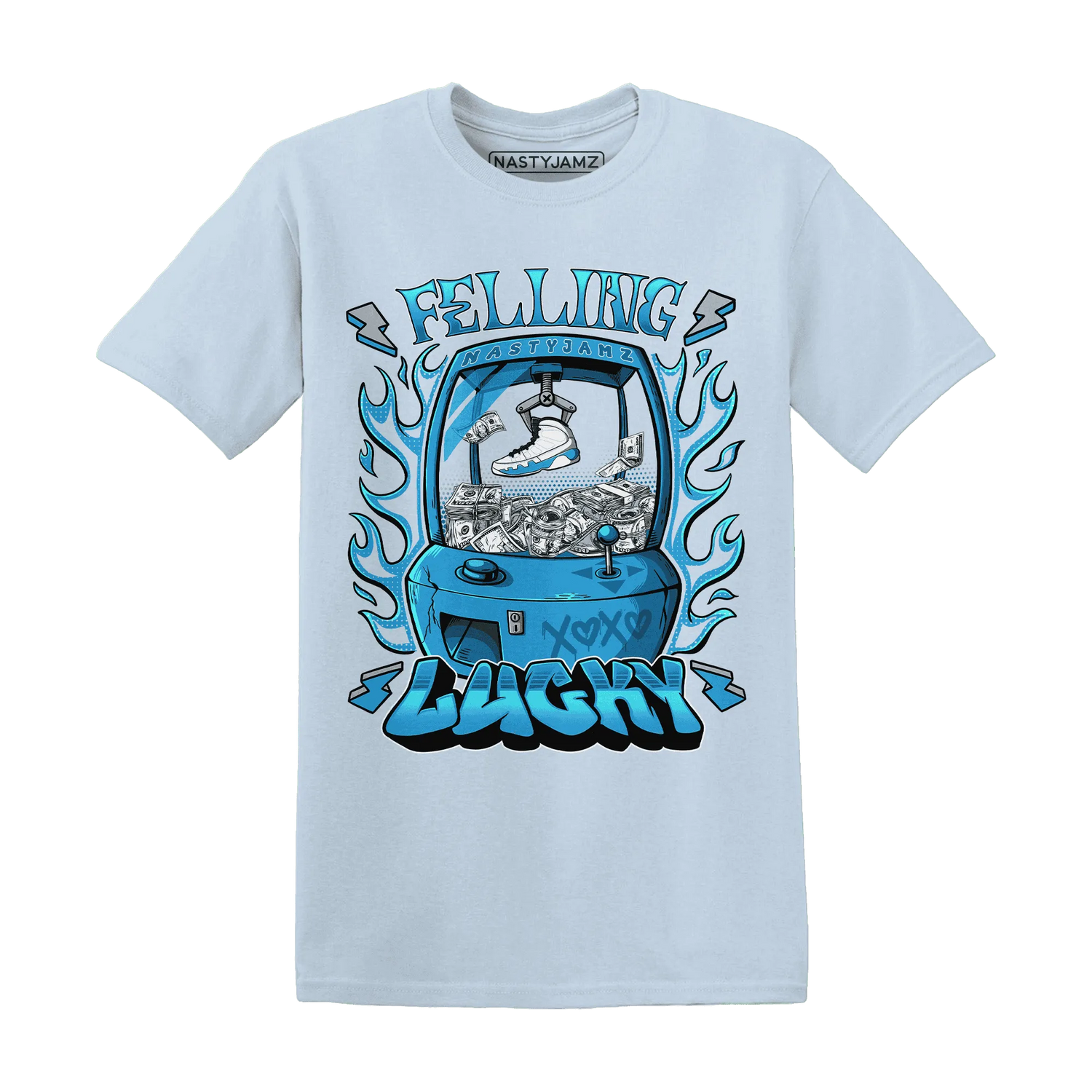 Powder-Blue-9s-T-Shirt-Match-Feeling-Lucky