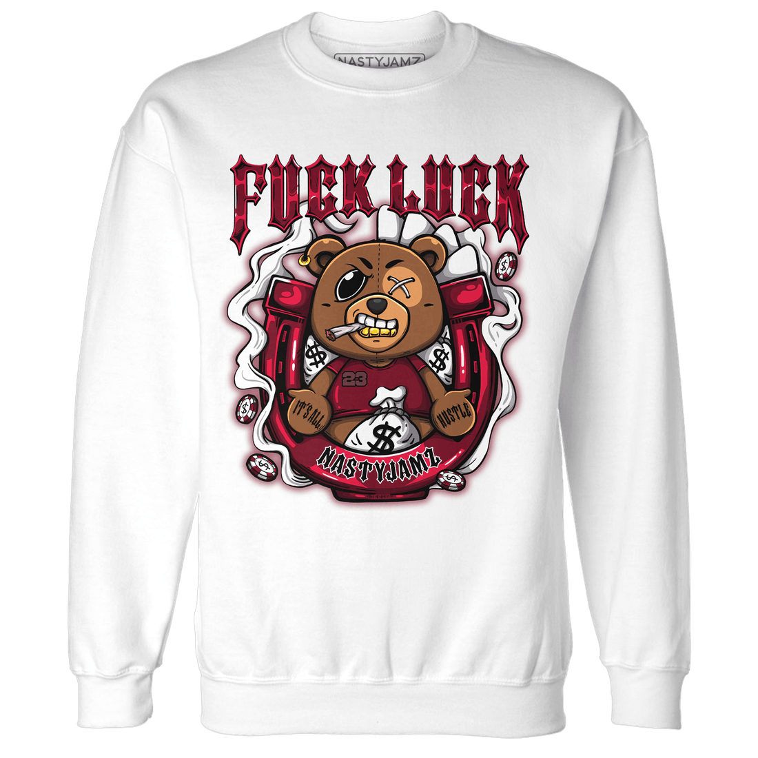 High White Team Red 1s Sweatshirt Match F Luck BER - NastyJamz