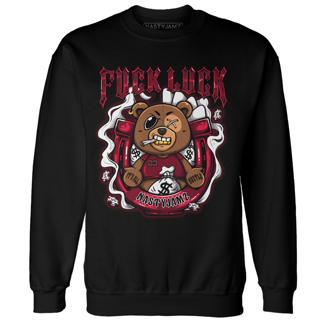 High White Team Red 1s Sweatshirt Match F Luck BER - NastyJamz