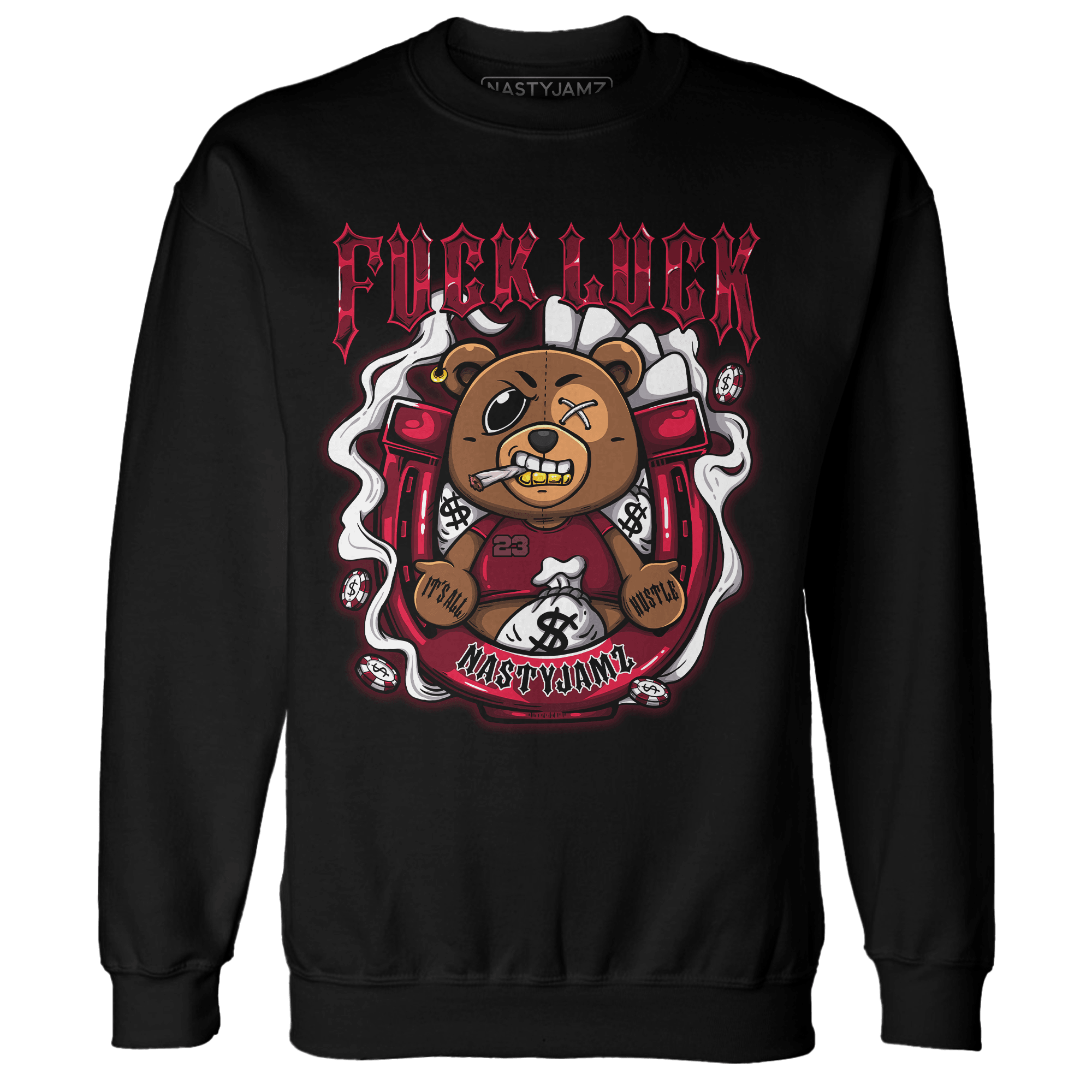 High White Team Red 1s Sweatshirt Match F Luck BER - NastyJamz