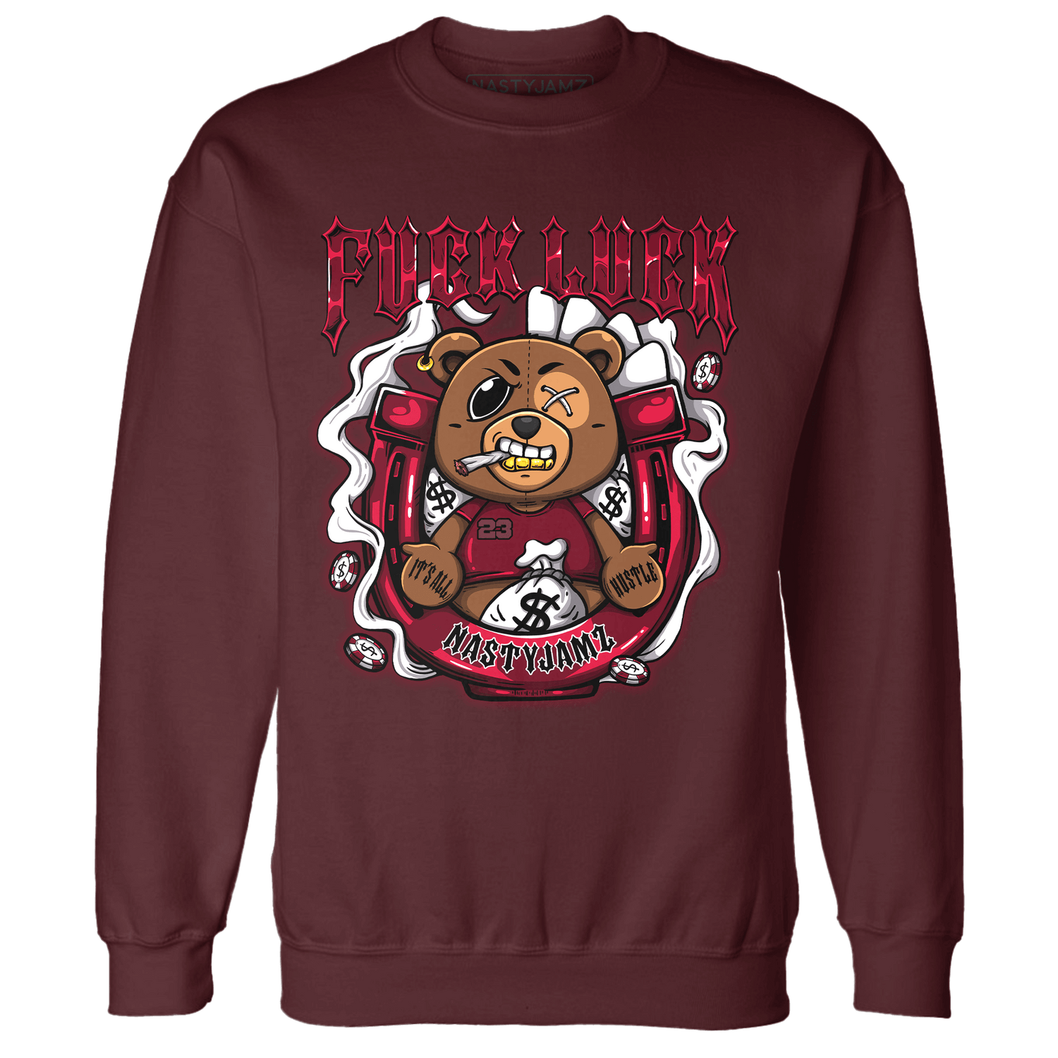 High White Team Red 1s Sweatshirt Match F Luck BER - NastyJamz