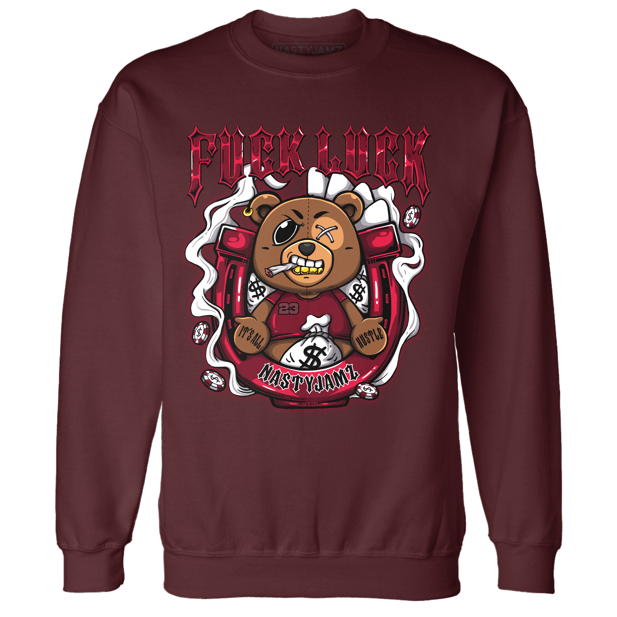 High White Team Red 1s Sweatshirt Match F Luck BER - NastyJamz