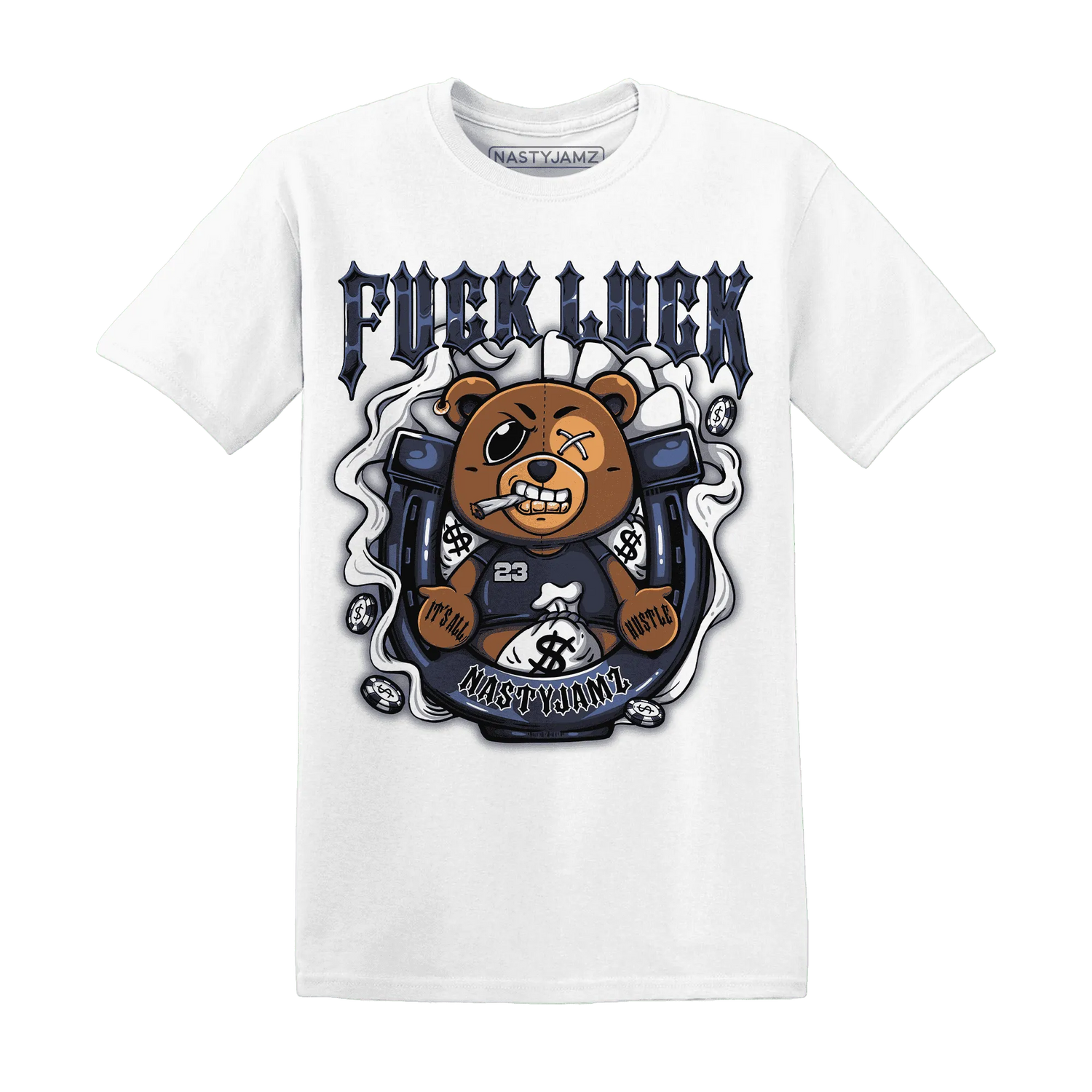 White-Navy-6s-T-Shirt-Match-Fuck-Luck-BER