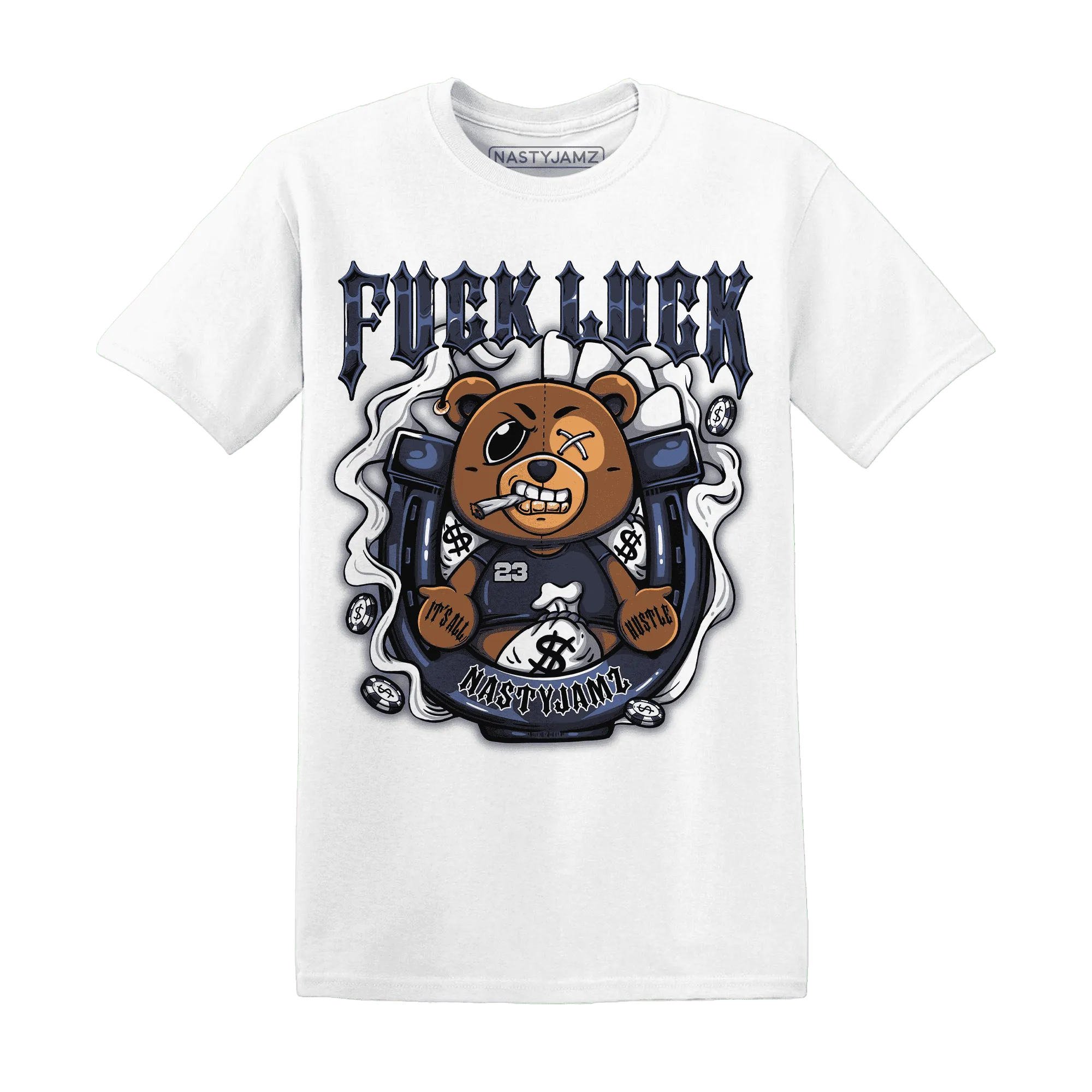 White-Navy-6s-T-Shirt-Match-Fuck-Luck-BER