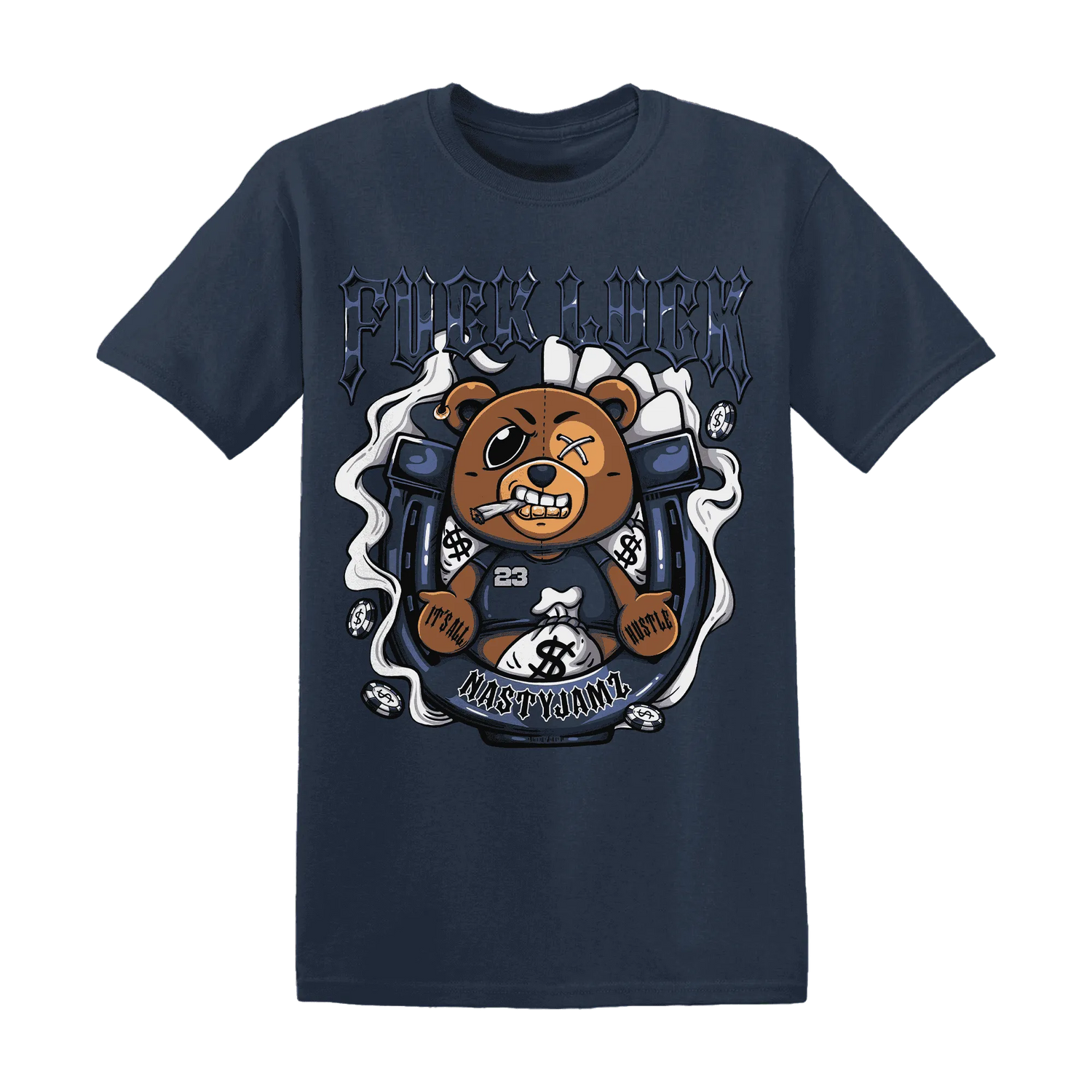 White-Navy-6s-T-Shirt-Match-Fuck-Luck-BER