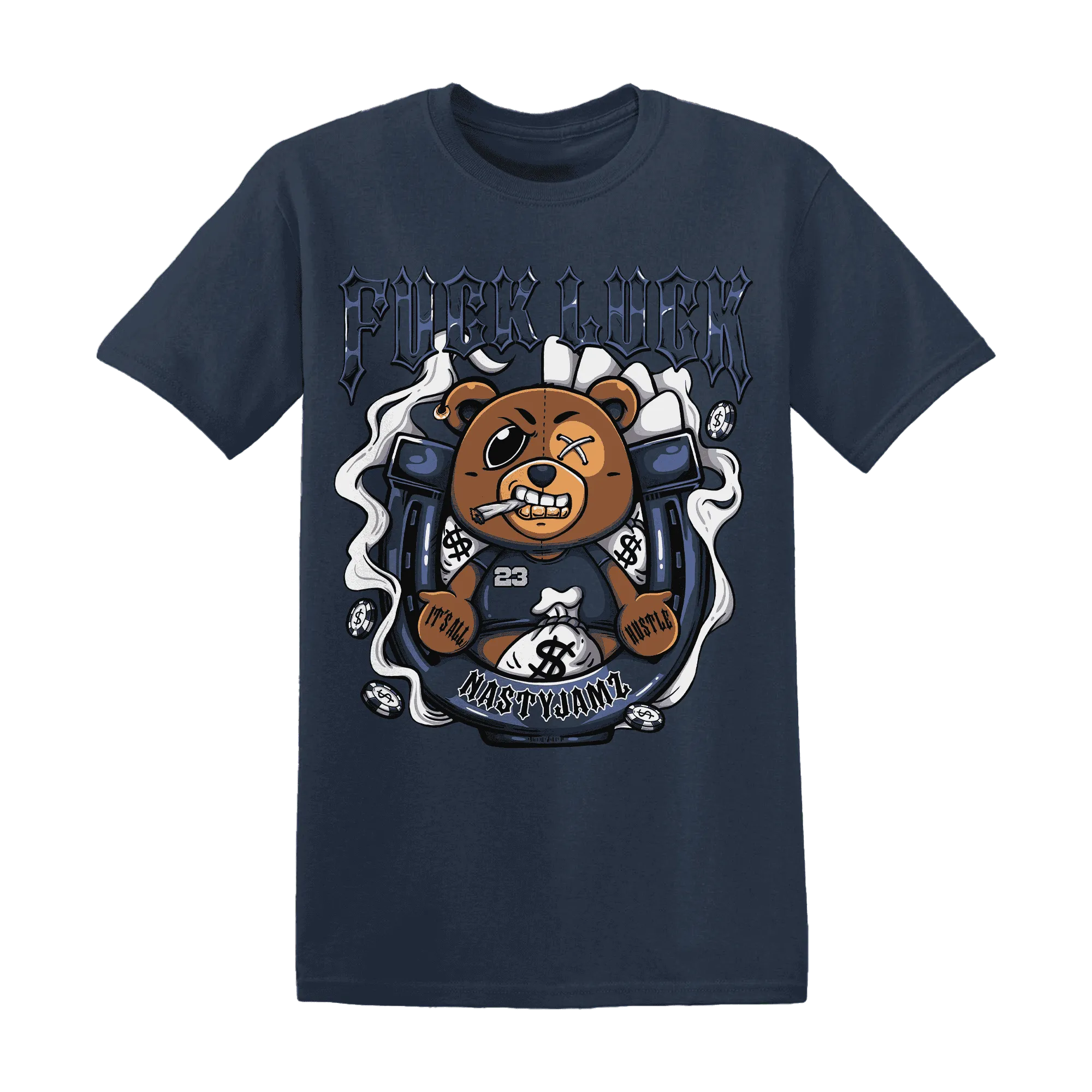 White-Navy-6s-T-Shirt-Match-Fuck-Luck-BER