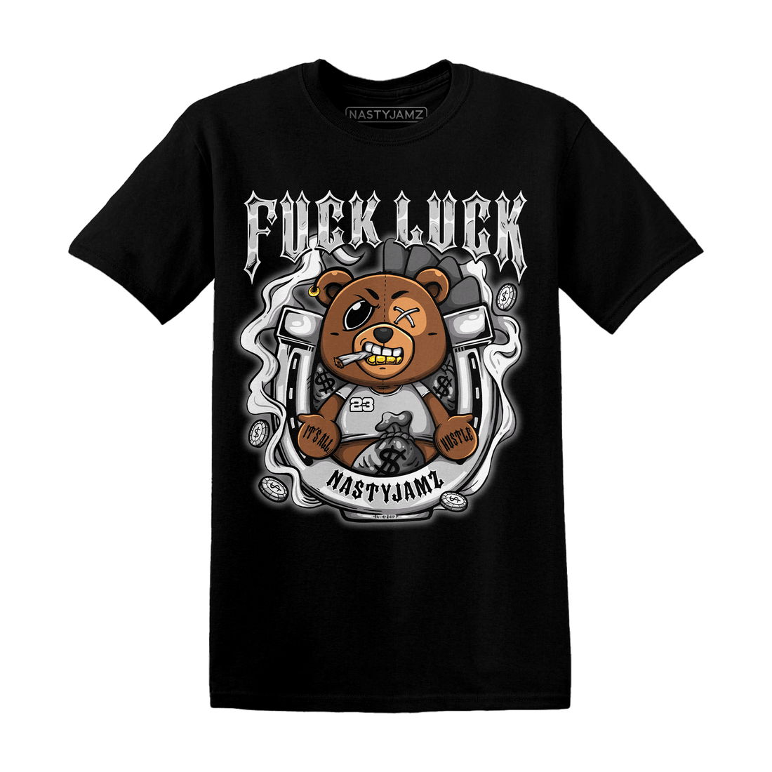Retro High OG Black White 1s T Shirt Match F Luck BER - NastyJamz