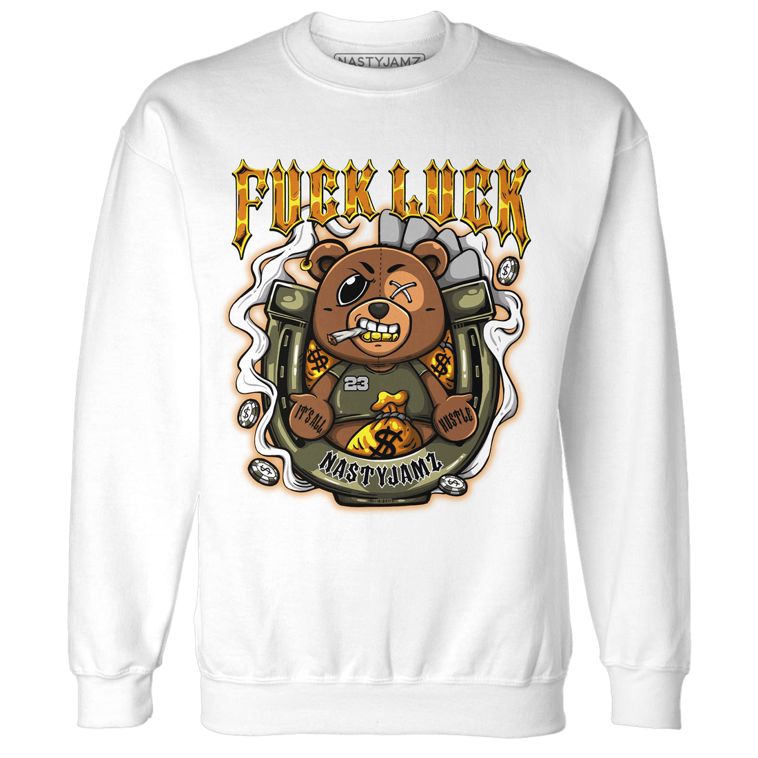Olive 5s Sweatshirt Match F Luck BER - NastyJamz