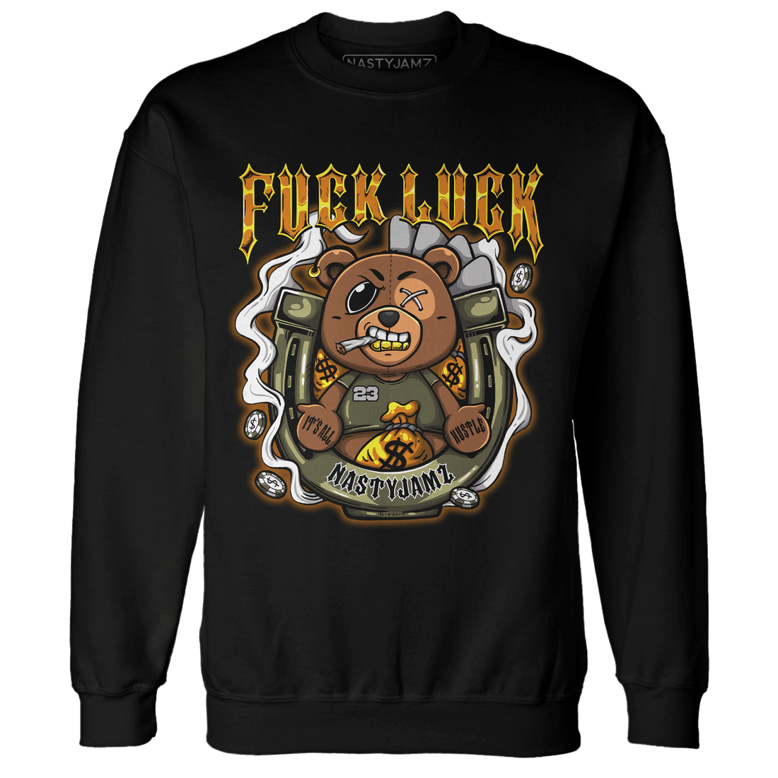 Olive 5s Sweatshirt Match F Luck BER - NastyJamz