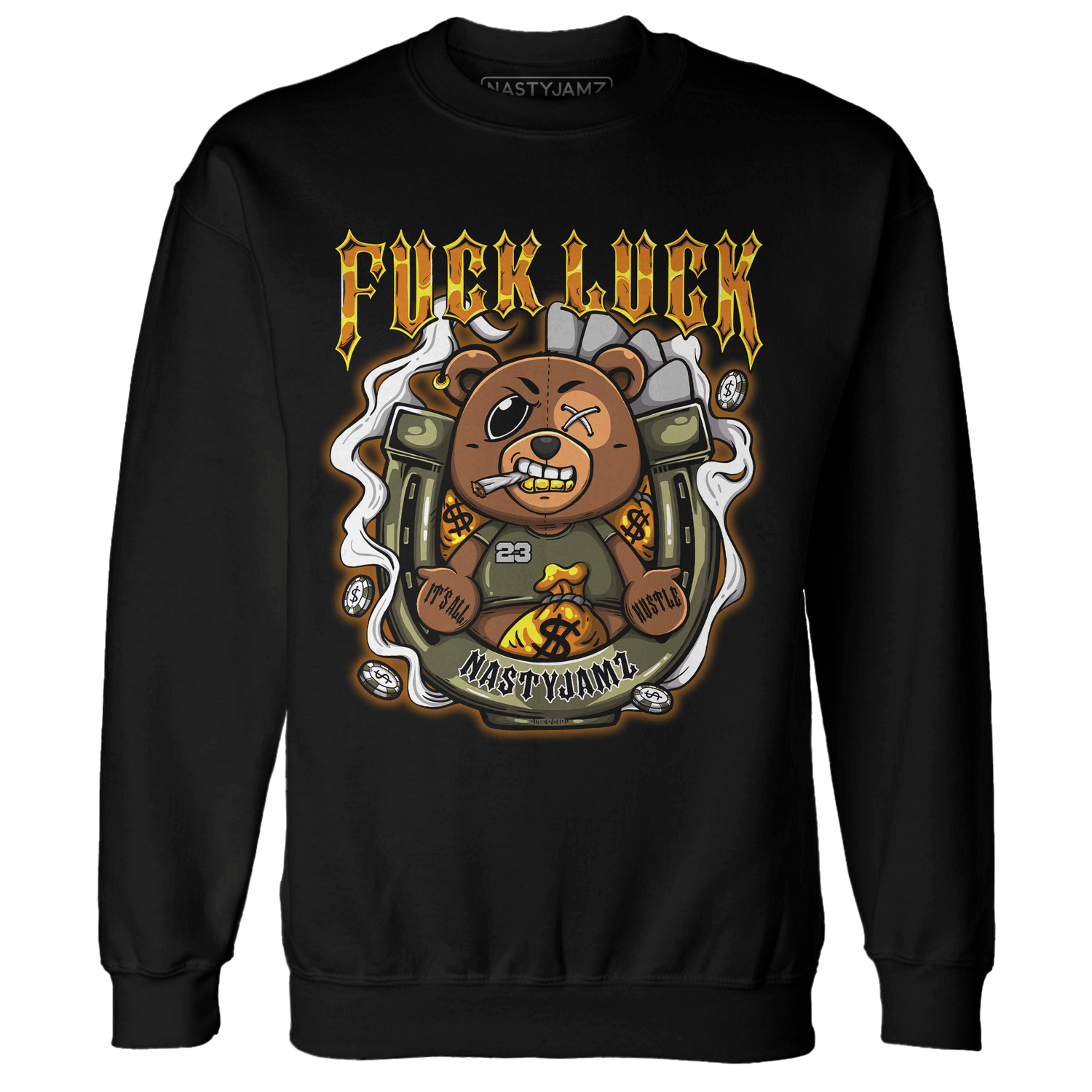 Olive 5s Sweatshirt Match F Luck BER - NastyJamz