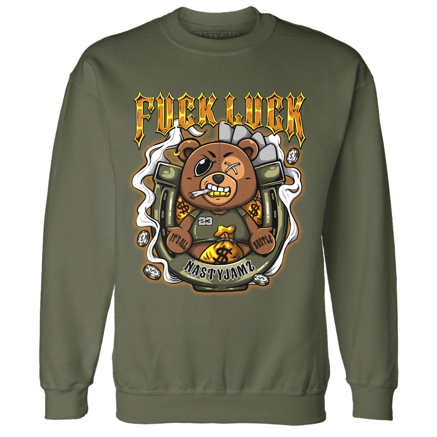 Olive 5s Sweatshirt Match F Luck BER - NastyJamz