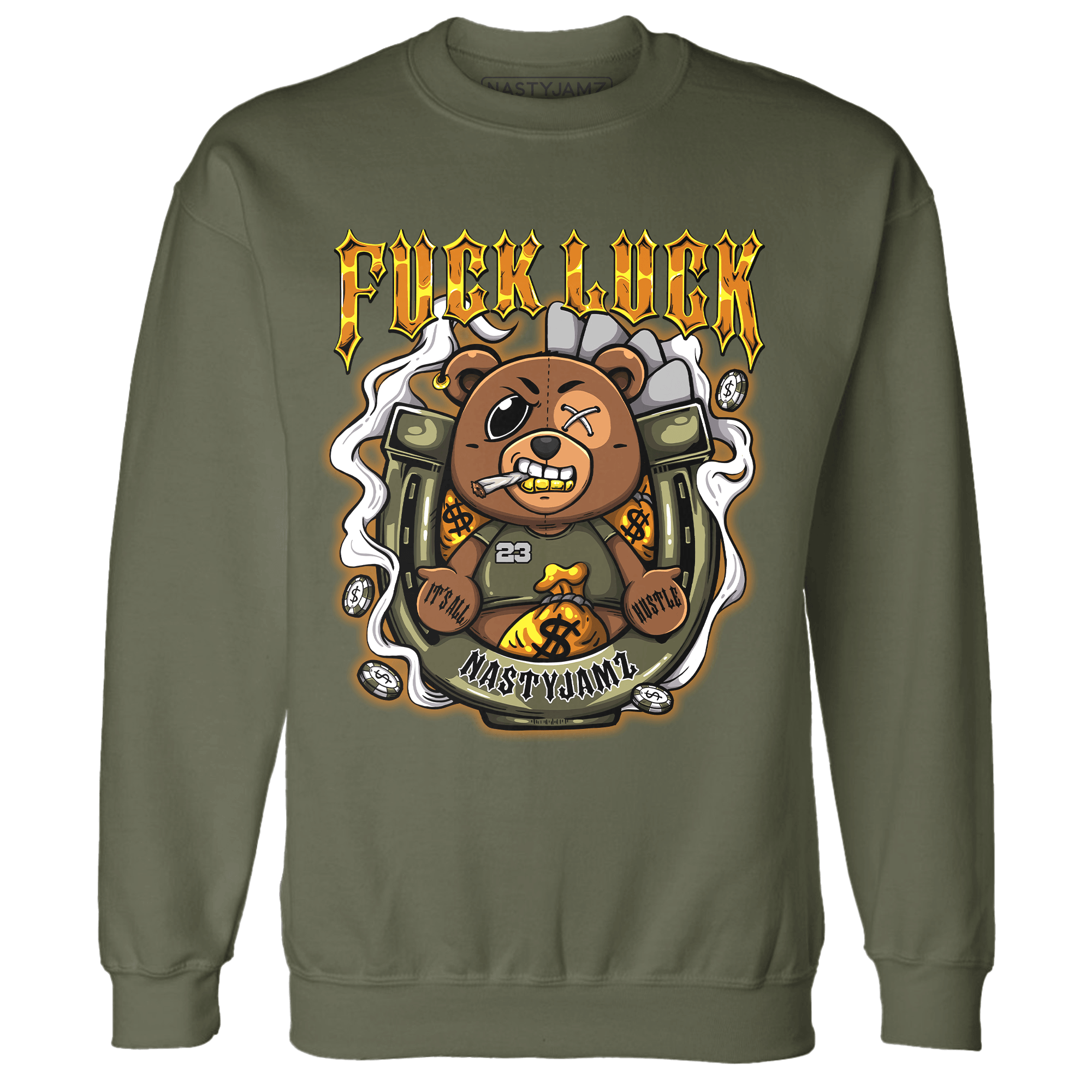 Olive 5s Sweatshirt Match F Luck BER - NastyJamz