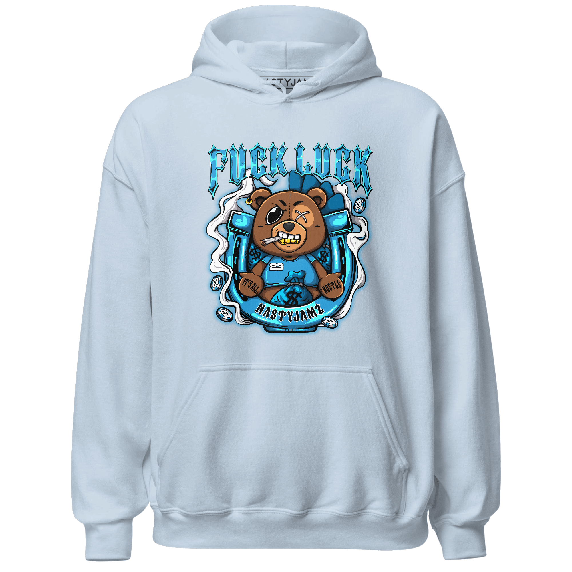 Powder Blue 9s Hoodie Match F Luck BER - NastyJamz