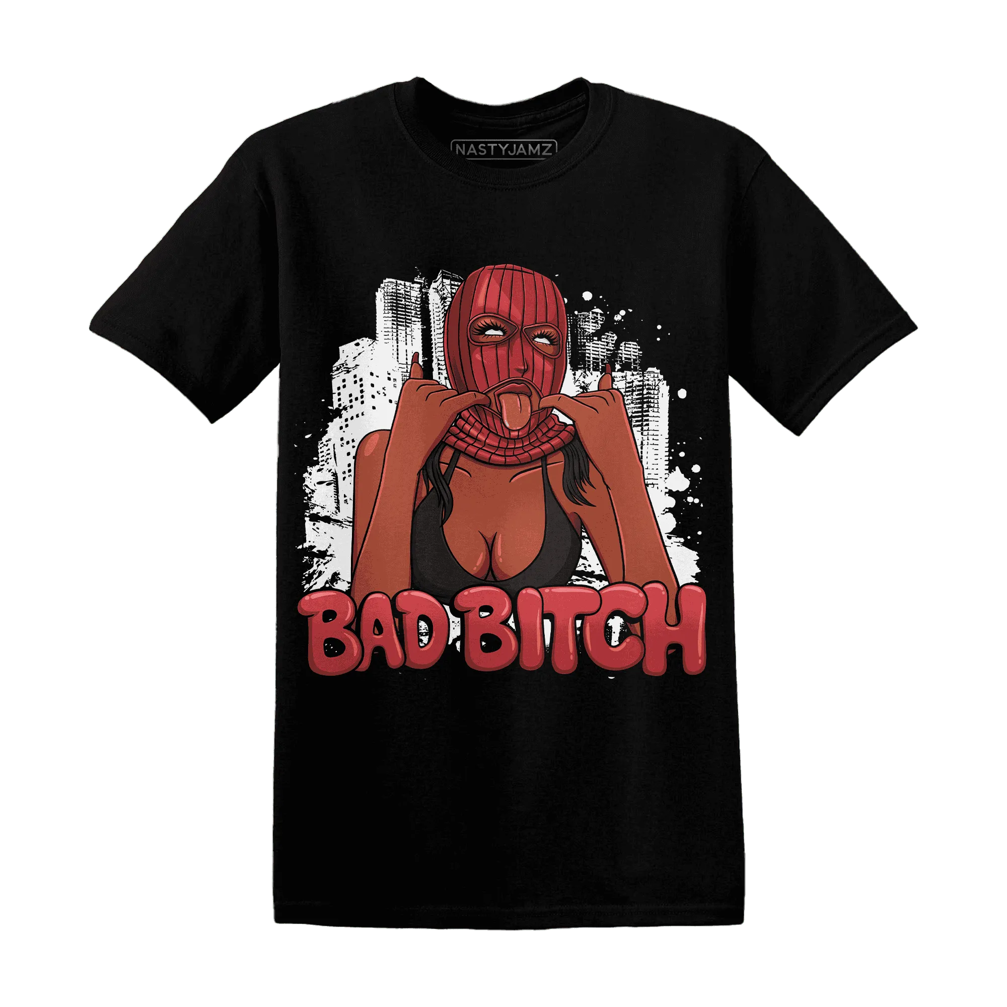 Black-Toe-Reimagined-Red-White-1s-T-Shirt-Match-Gangster-Bad-Bitch