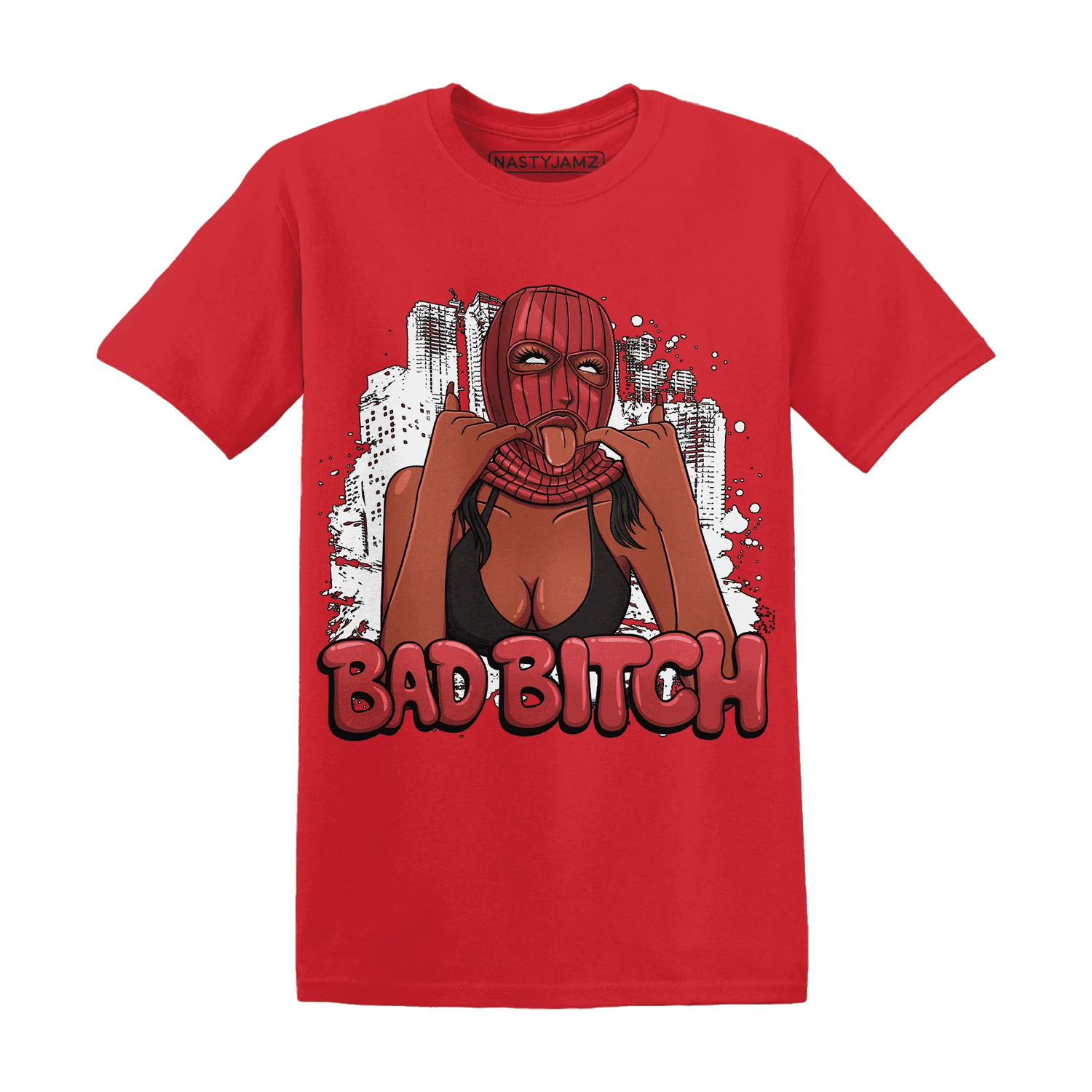 Black-Toe-Reimagined-Red-White-1s-T-Shirt-Match-Gangster-Bad-Bitch