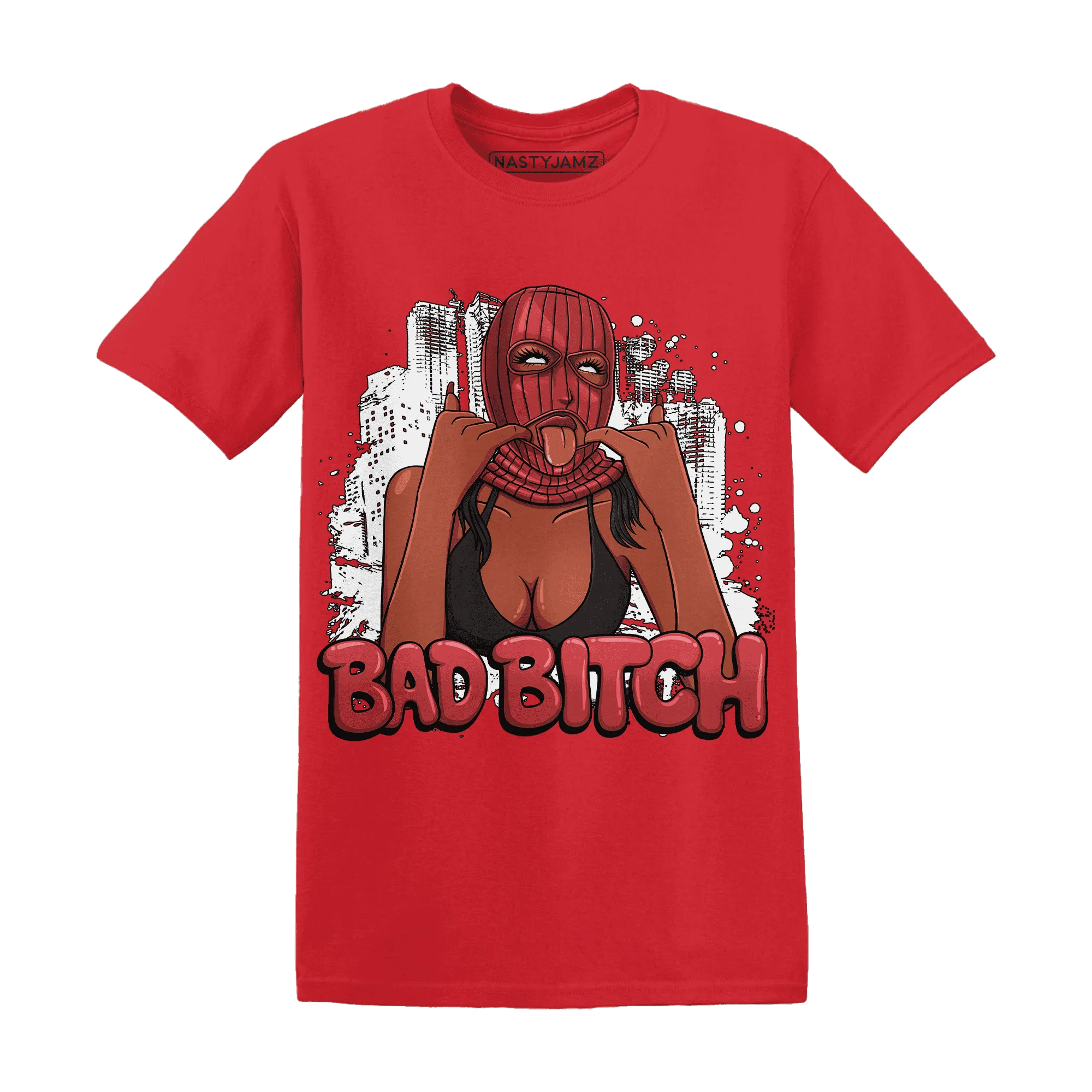 Black-Toe-Reimagined-Red-White-1s-T-Shirt-Match-Gangster-Bad-Bitch