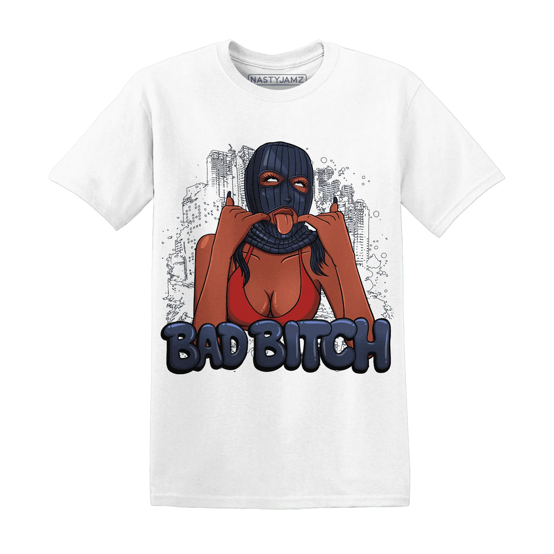 White-Navy-6s-T-Shirt-Match-Gangster-Bad-Bitch