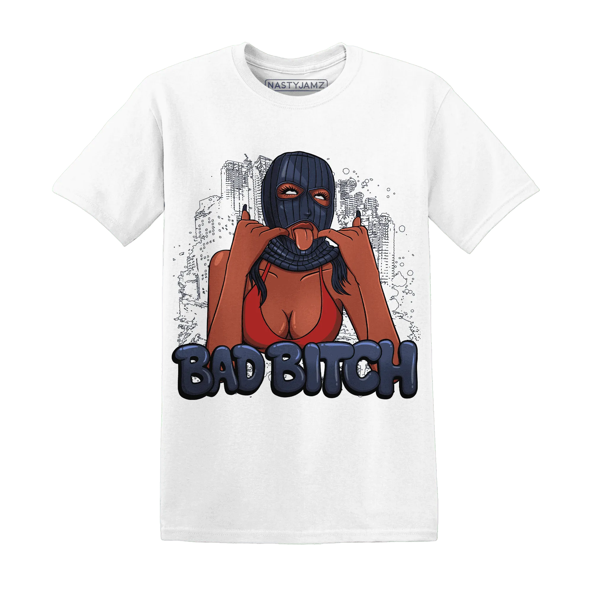 White-Navy-6s-T-Shirt-Match-Gangster-Bad-Bitch