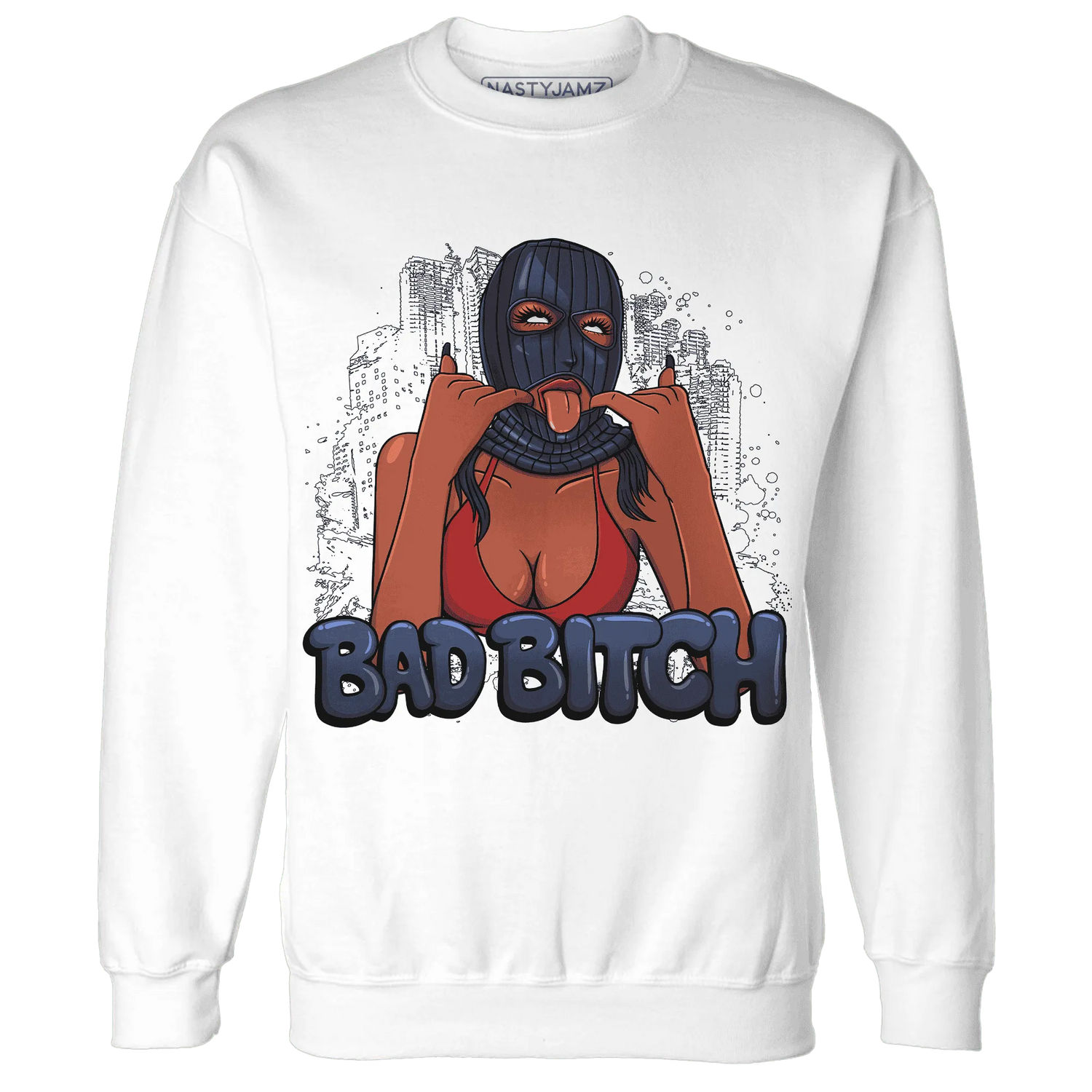 White-Navy-6s-Sweatshirt-Match-Gangster-Bad-Bitch