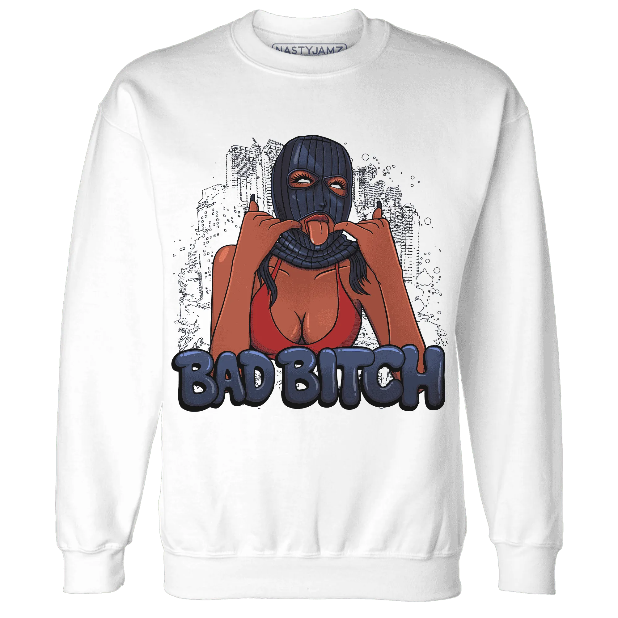 White-Navy-6s-Sweatshirt-Match-Gangster-Bad-Bitch