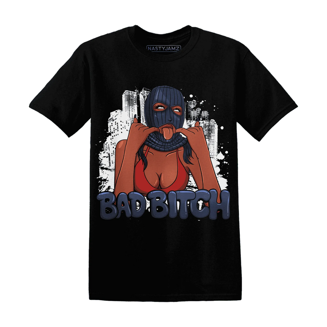 White-Navy-6s-T-Shirt-Match-Gangster-Bad-Bitch