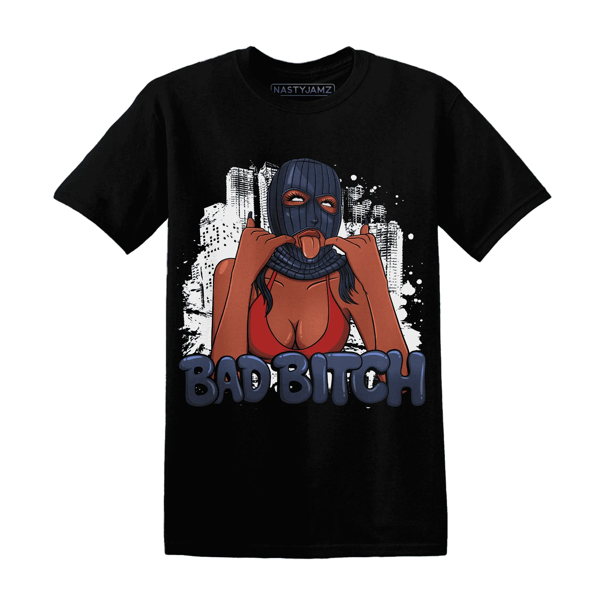 White-Navy-6s-T-Shirt-Match-Gangster-Bad-Bitch