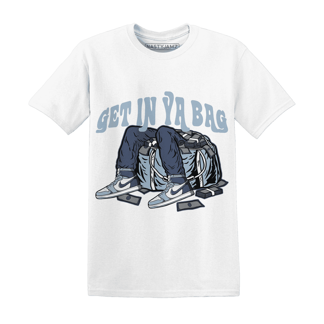 Mid Diffused Blue Grey 1s T Shirt Match Get In Ya Bag - NastyJamz