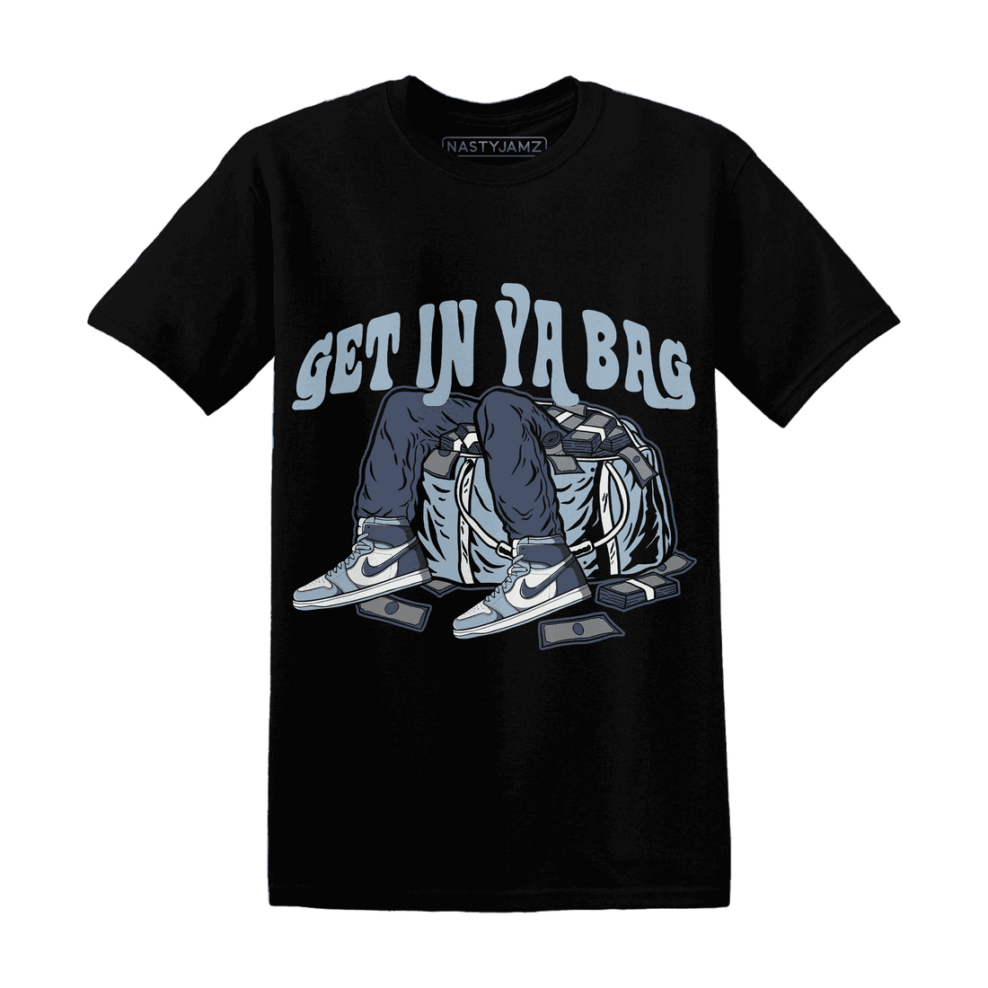 Mid Diffused Blue Grey 1s T Shirt Match Get In Ya Bag - NastyJamz