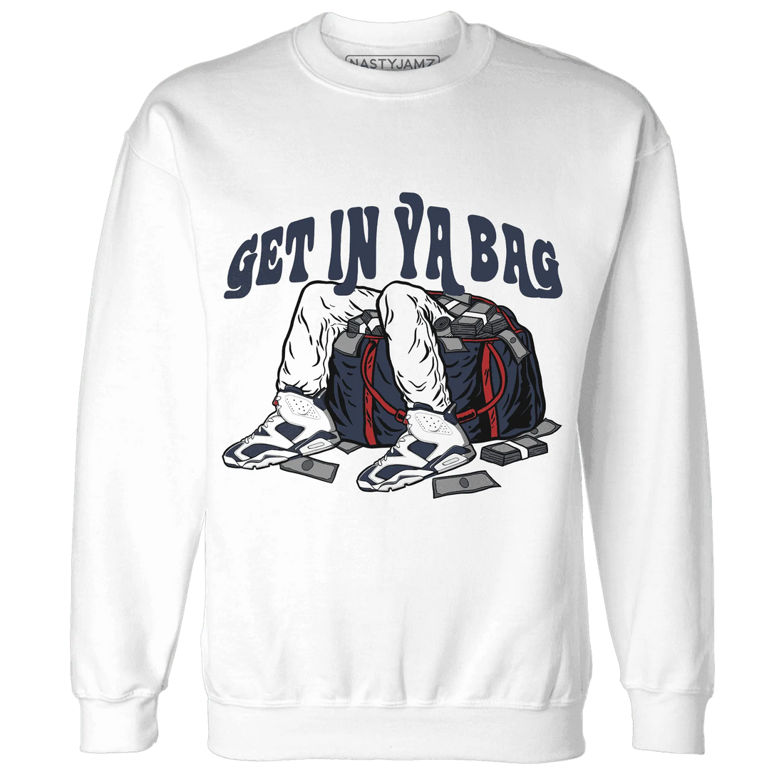 White-Navy-6s-Sweatshirt-Match-Get-In-Ya-Bag