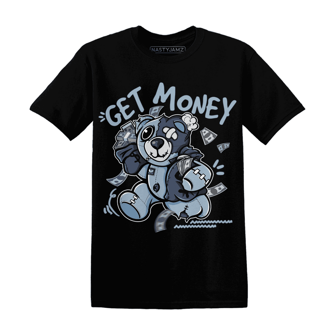 Mid Diffused Blue Grey 1s T Shirt Match Get Money BER - NastyJamz
