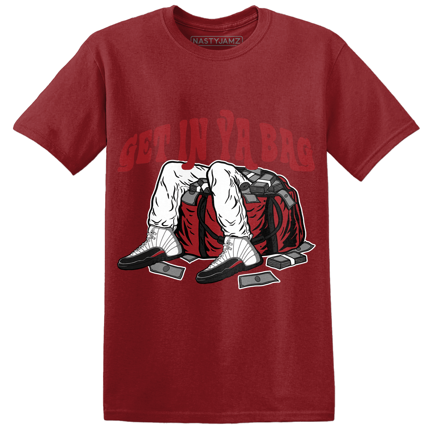 NastyJamz Retro Red Taxi 12s T Shirt Match Get Ya In Bag